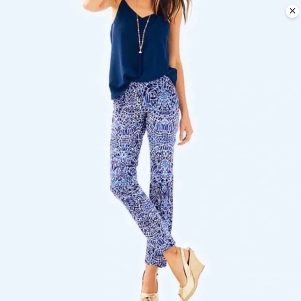 NWT Lilly Pulitzer Kelly Skinny Ankle Pant Traverna Tile Print Size 8